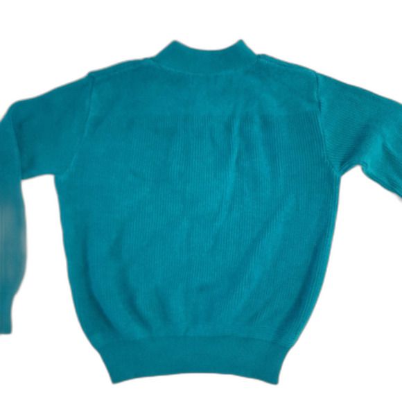 Vintage L.L. Bean Green 100% Cotton Quarter Button Henley Knit Sweater Sz M - Picture 2 of 7